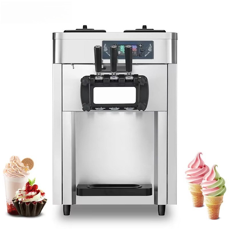 Soft Serve Ice Cream Machine - เครื่องทำไอศกรีมเชิงพาณิชย์แบบมืออาชีพ 3 รสชาติ เครื่องทำไอศกรีมซอฟต์เสิร์ฟ