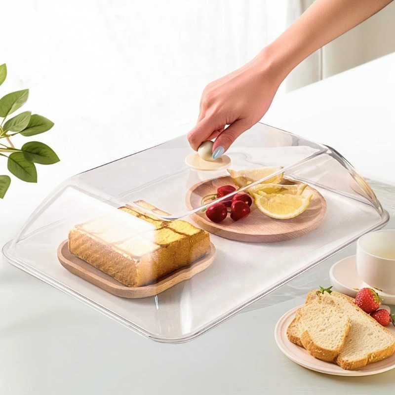 Commercial Kitchen Organization - WORTHBUY ฝาครอบอาหารพลาสติกแบบใช้ซ้ำได้ ป้องกันฝุ่นและแมลง ฝาครอบรักษาความสดของอาหาร ฝาปิดป้องกัน อุปกรณ์จัดเก็บในครัว