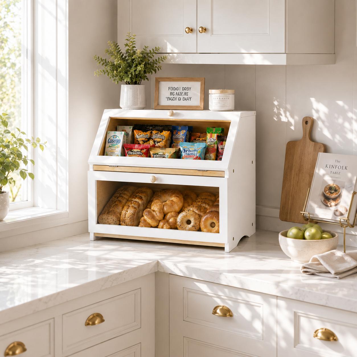 กล่องเก็บขนมปังสองชั้น HOMEKOK - Commercial Kitchen Organization บทวิจารณ์และราคา