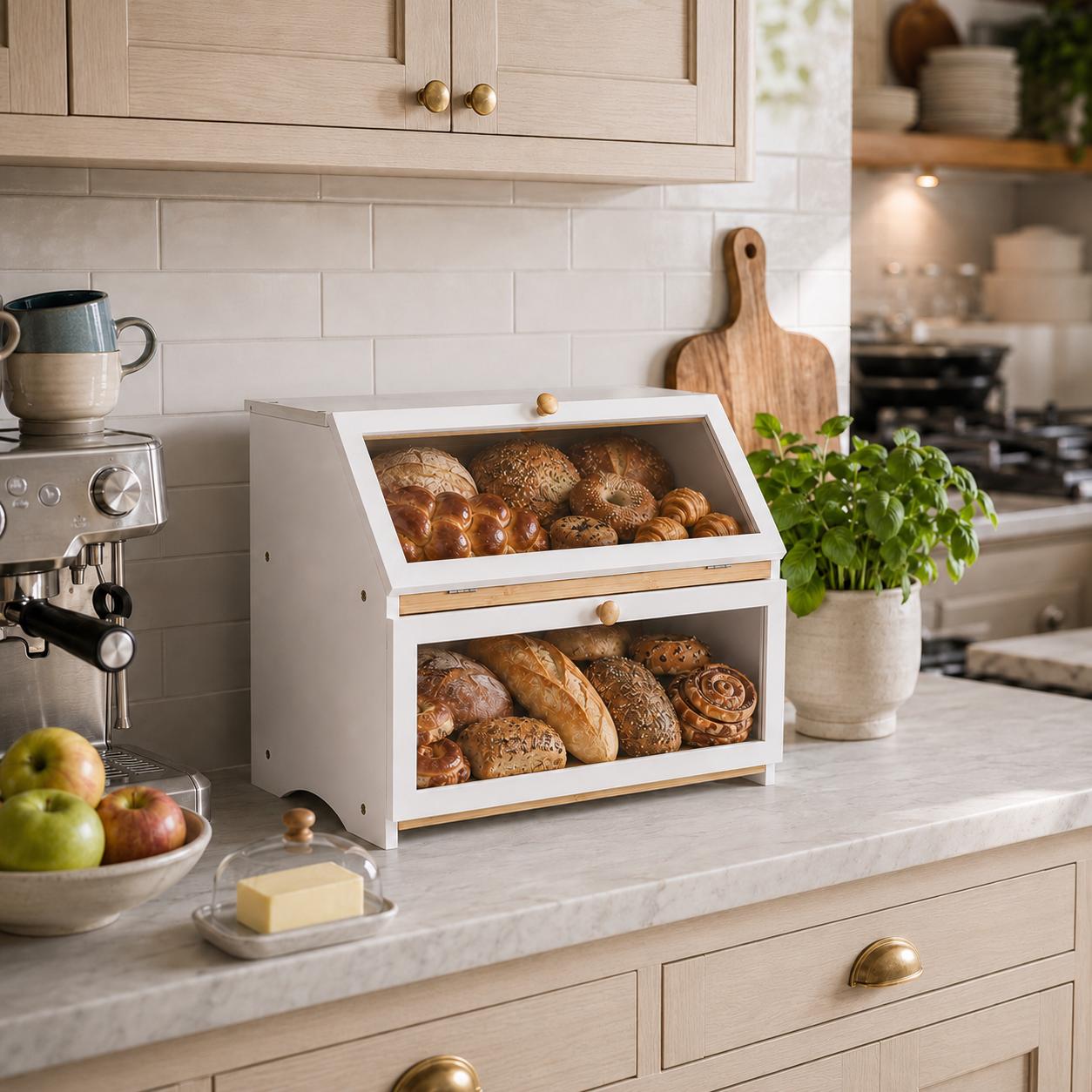 กล่องเก็บขนมปังสองชั้น HOMEKOK - Commercial Kitchen Organization บทวิจารณ์และราคา